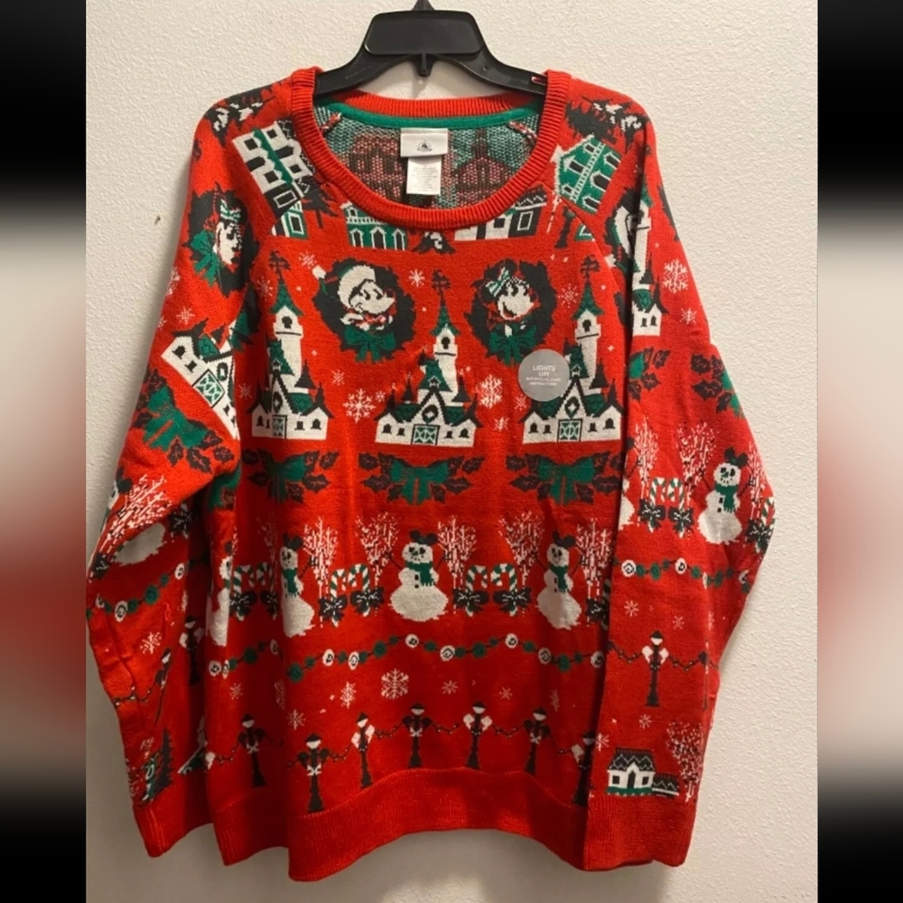NEW! "LIGHT UP"Mickey Mouse Christmas Sweater Disney Parks 3x